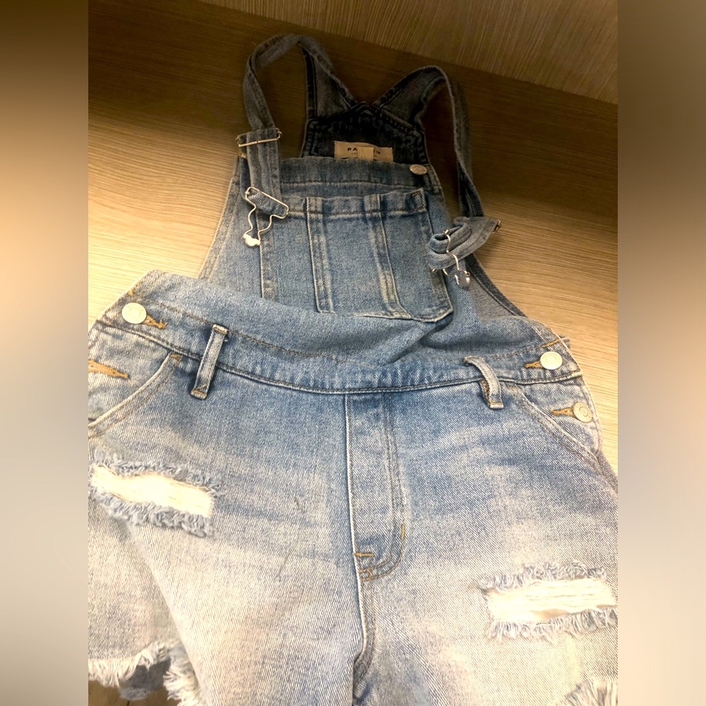 Pacsun Denim Distressed Overalls jean shorts